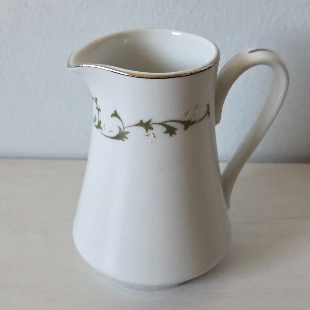 Vintage Elegance by Sheffield Japan Creamer White Flowers, Green Leaves